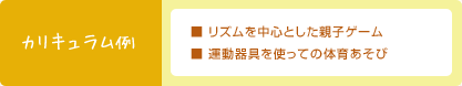 カリキュラム例 ■ リズムを中心とした親子ゲーム ■ 運動器具を使っての体育あそび